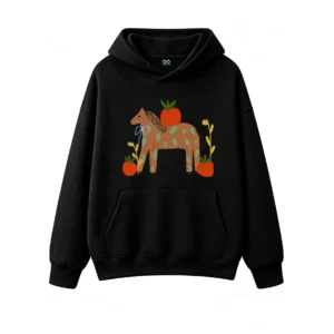 主图_1 Buzo con Capucha Algodón Estampado Caballo Manzanas Diseño Artístico