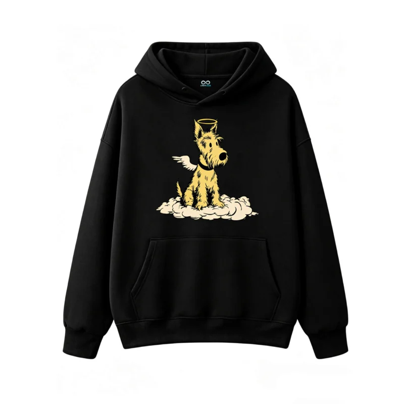 主图_1 Buzo con Capucha Algodón Estampado Perro Angelito Diseño Vintage Premium