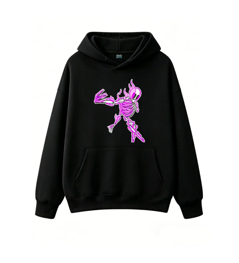 主图_1 Buzo con Capucha Algodón Estampado Esqueleto Neon Flame Urbano Premium