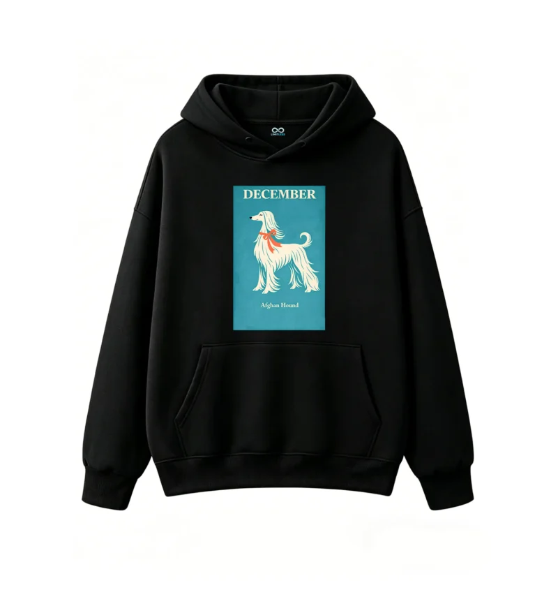 主图_1 Buzo con Capucha Algodón Estampado Perro Afghan Hound Diseño Vintage
