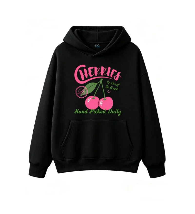 主图_1 Buzo con Capucha Algodón Estampada Cherries Diseño Trendy Premium