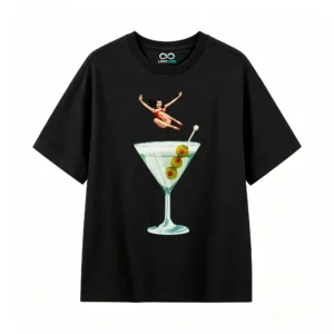 主图_1 Remera Algodón Estampado Martini Retro Diseño Vintage Casual