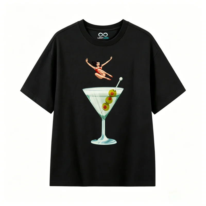 主图_1 Remera Algodón Estampado Martini Retro Diseño Vintage Casual