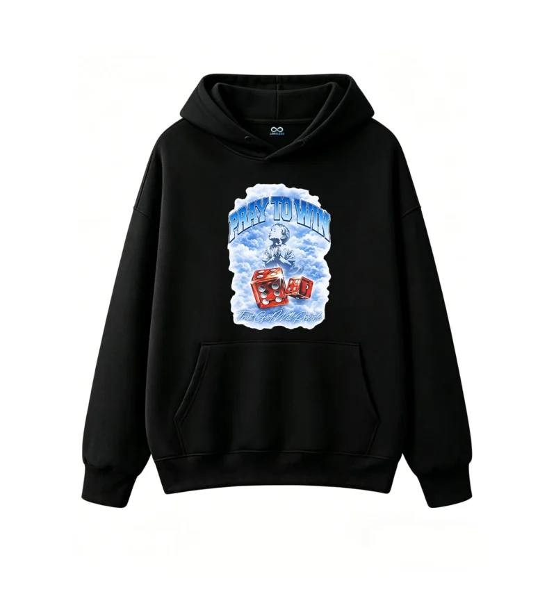 Buzo con Capucha Algodón Pray To Win Estampado Urbano Oversize Premium
