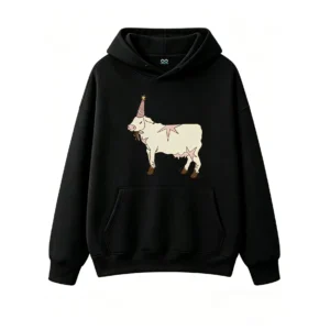 主图_1 Buzo con Capucha Algodón Estampado Vaca Festiva Estilo Kawaii Premium