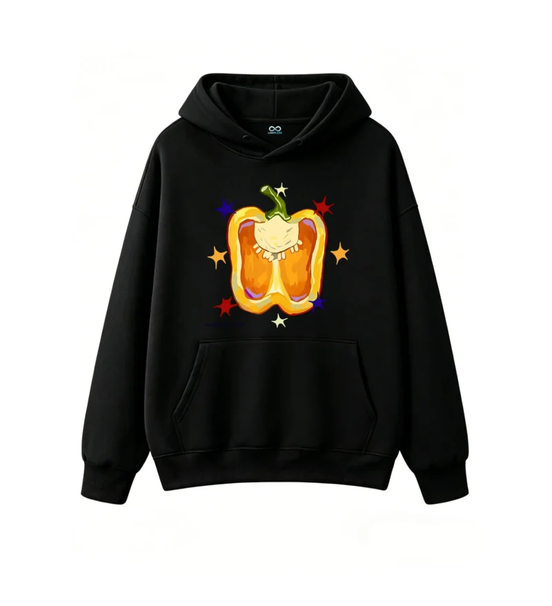 Buzo con Capucha Algodón Estampado Morrón Vegetal Diseño Original Kawaii