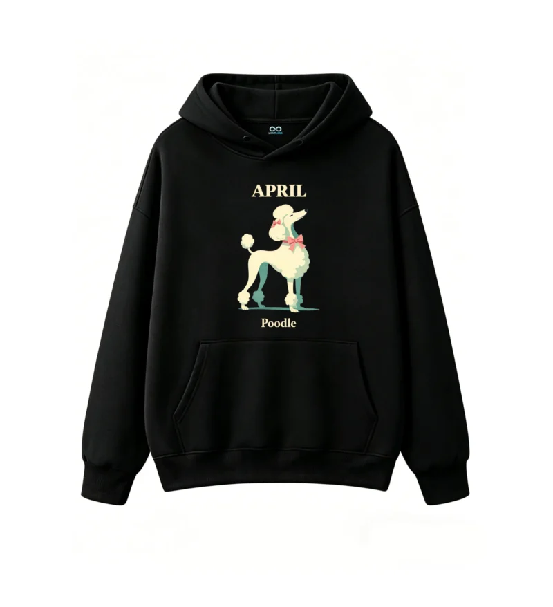 Buzo con Capucha Algodón Estampado Poodle Vintage Diseño Exclusivo