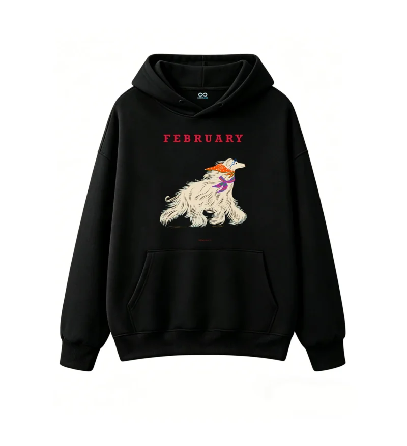 主图_1 Buzo con Capucha Algodón Estampa Perro Afghan Hound Diseño Vintage