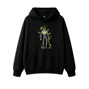 主图_1 Buzo con Capucha Algodón Estampado Esqueleto Neon Diseño Urbano Oversize