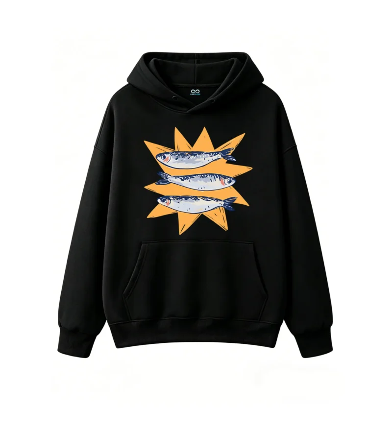主图_1 Buzo con Capucha Algodón Estampado Peces Diseño Creativo Casual Premium
