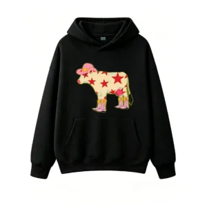 主图_1 Buzo con Capucha Algodón Estampado Vaca Cowboy Estrellas Premium