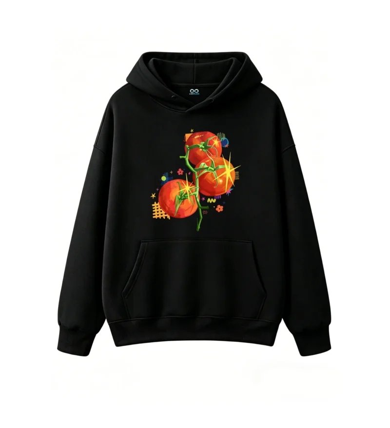 Buzo con Capucha Algodón Estampado Tomate Diseño Pop Art Casual Premium