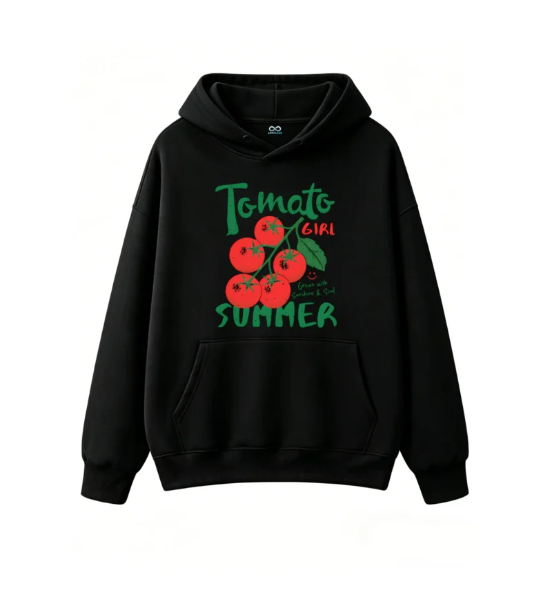 主图_1 Buzo con Capucha Algodón Estampada Tomate Verano Vintage Oversize