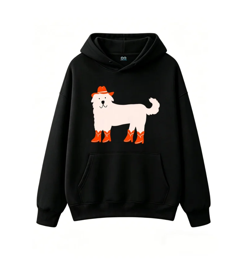 Buzo con Capucha Algodón Estampado Perro Cowboy Country Casual Premium