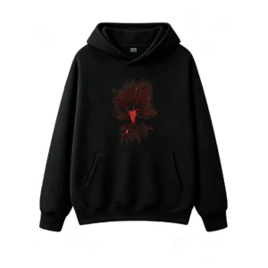 主图_1 Buzo con Capucha Algodón Estampado Árbol Rojo Casual Premium Moda