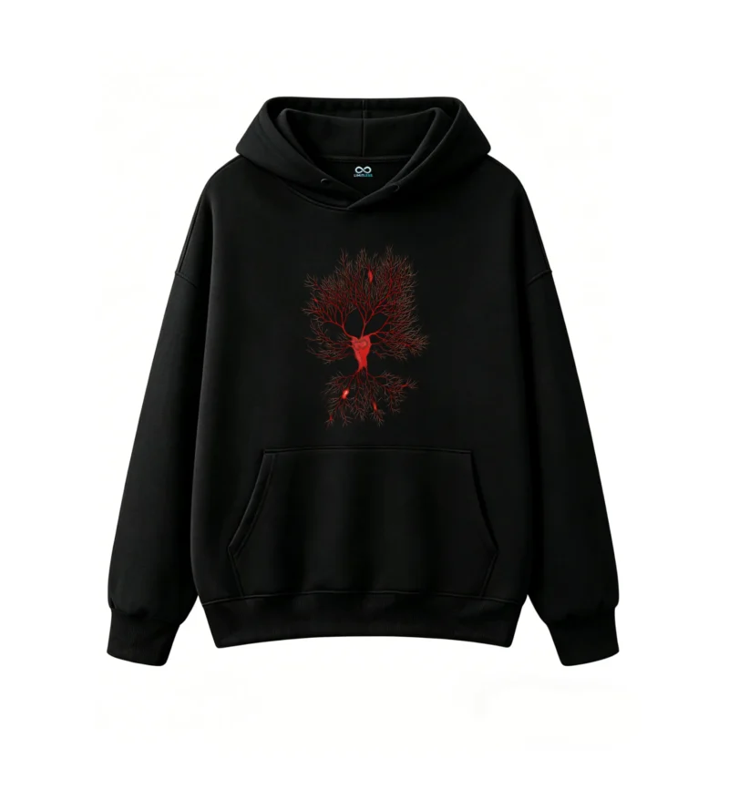 主图_1 Buzo con Capucha Algodón Estampado Árbol Rojo Casual Premium Moda