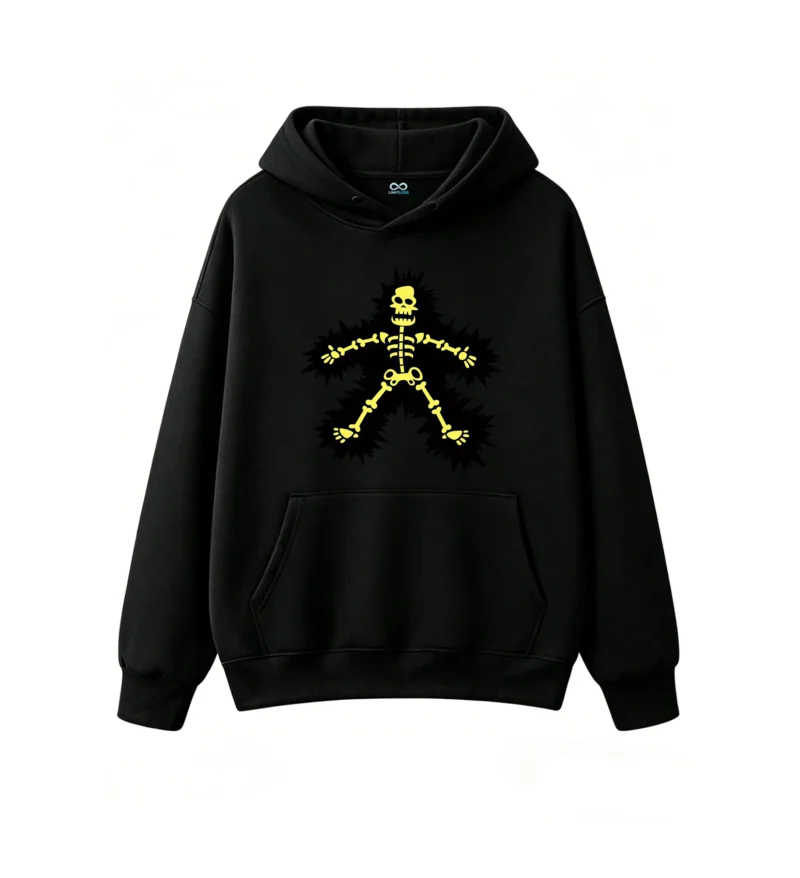 主图_1 Buzo con Capucha Algodón Estampado Esqueleto Calavera Urbano Premium