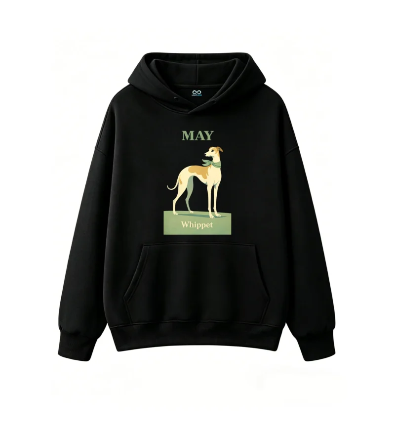 主图_1 Buzo con Capucha Algodón Estampada Whippet Diseño Mascotas Casual Premium