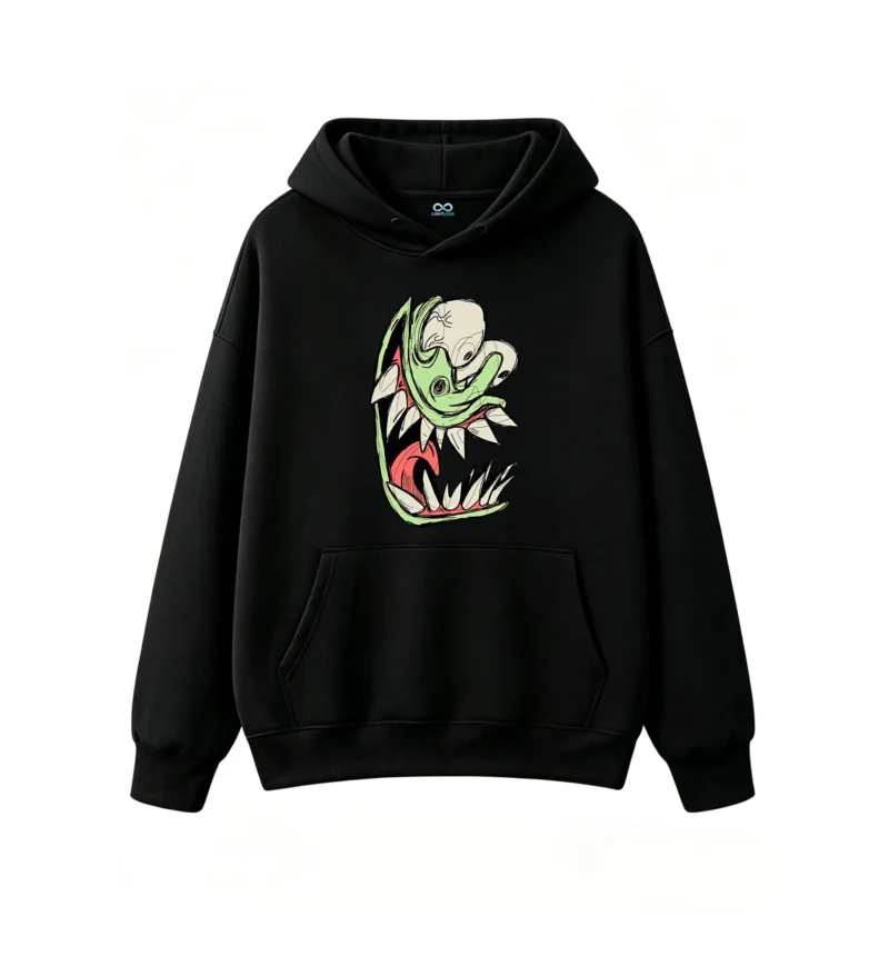 主图_1 Buzo con Capucha Algodón Estampado Monstruo Diseño Urbano Casual