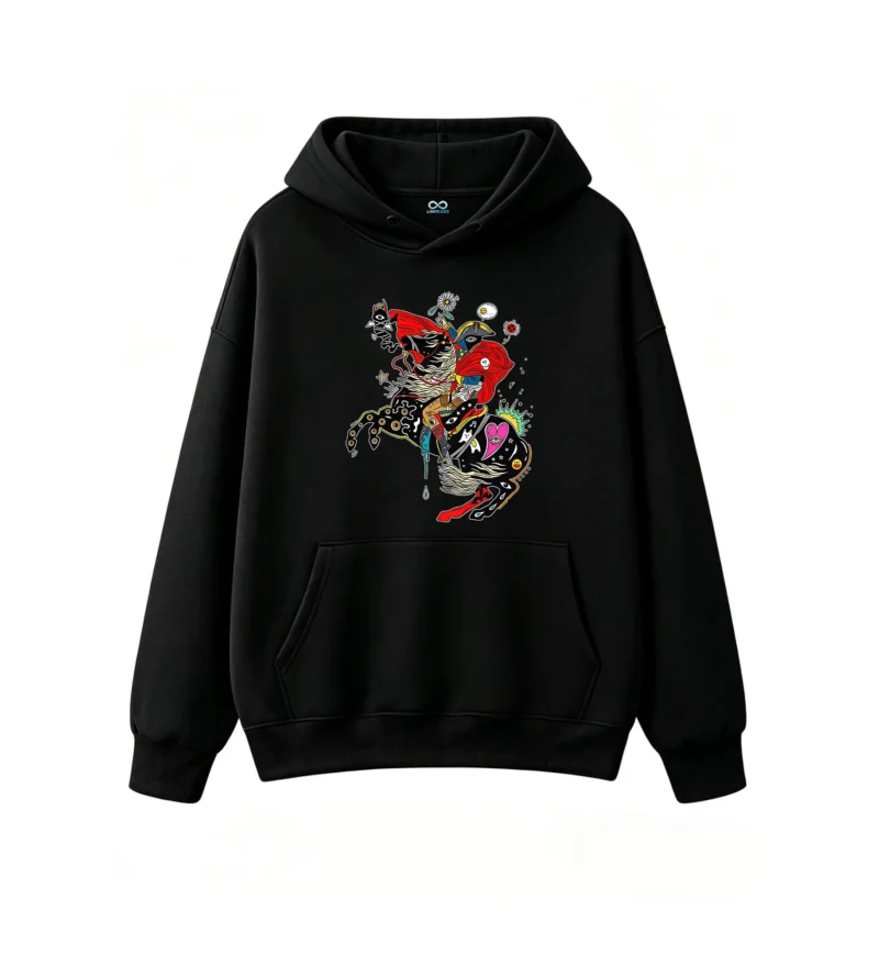 主图_1 Buzo con Capucha Algodón Estampado Arte Surrealista Premium Urbano