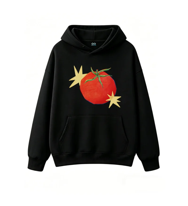 Buzo con Capucha Algodón Estampado Tomate Diseño Pop Art Casual
