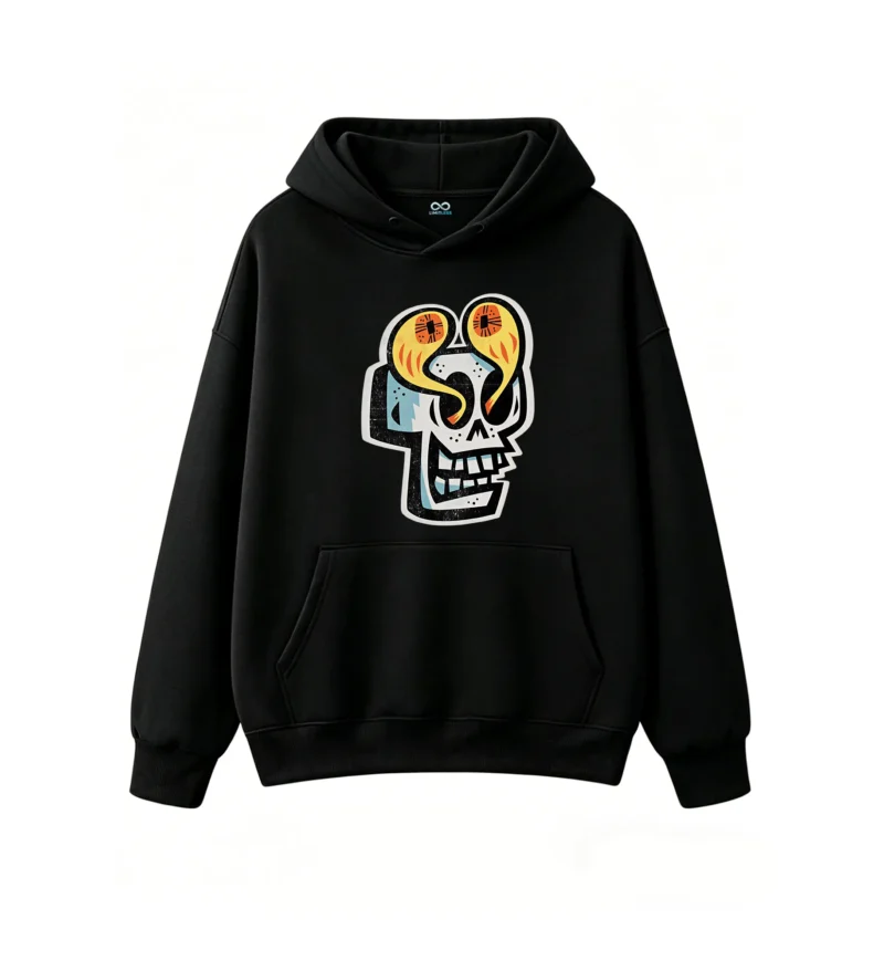 Buzo con Capucha Algodón Estampado Calavera Ojos Diseño Urbano Premium