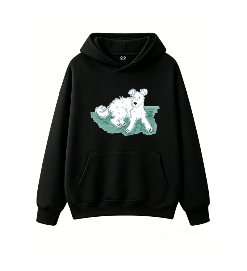 Buzo con Capucha Algodón Estampado Perro Diseño Artístico Casual