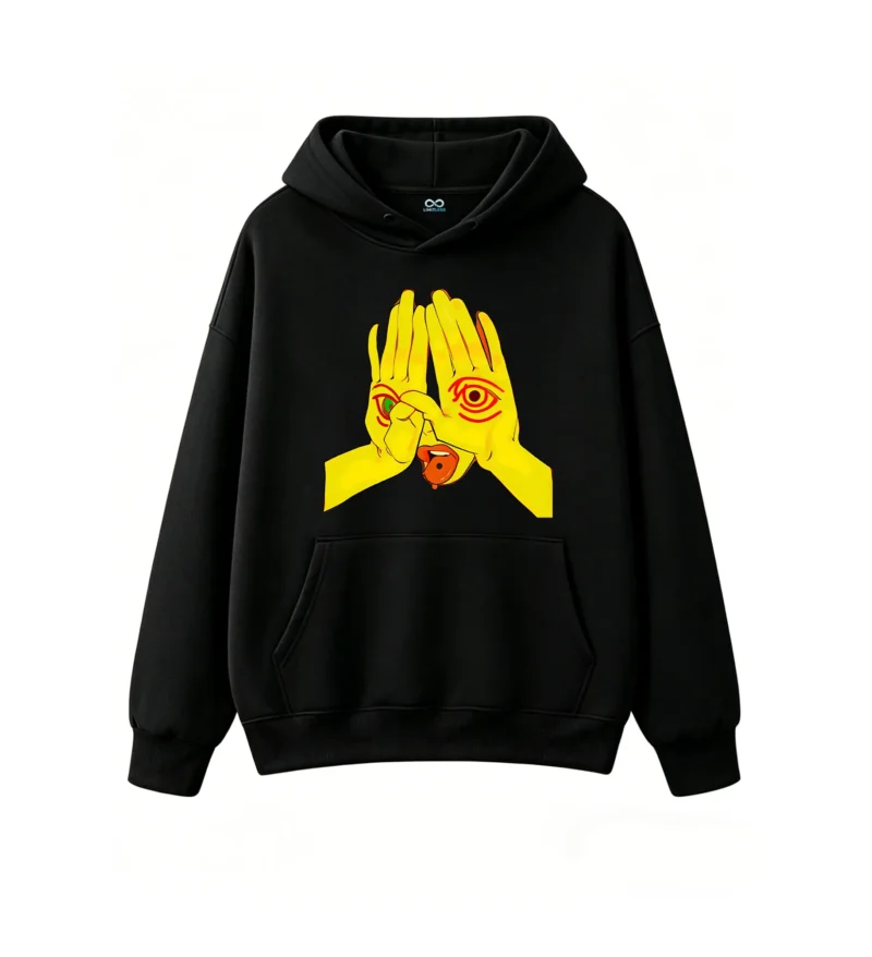 Buzo con Capucha Algodón Estampado Surrealista Diseño Urbano Oversize