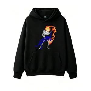 主图_1 Buzo con Capucha Algodón Estampado Esqueletos Fuego Diseño Urbano