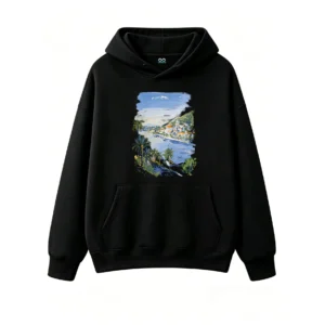 主图_1 Buzo con Capucha Algodón Estampado Paisaje Costa Verano Premium