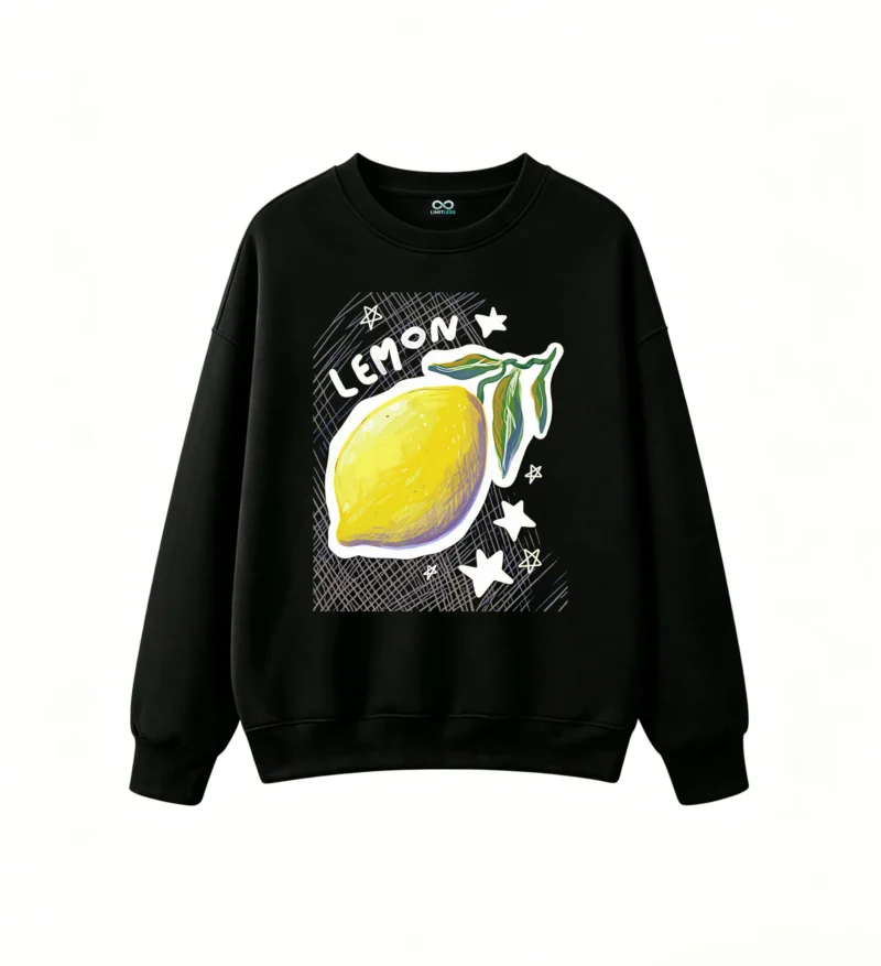 Sudadera Cuello Redondo Algodón Estampado Lemon Diseño Verano Oversize Premium
