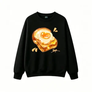 主图_1 Sudadera Cuello Redondo Algodón Estampado Huevo Tostado Diseño Kawaii Trendy
