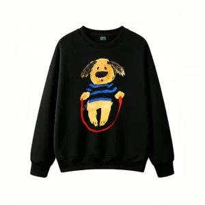 主图_1 Sudadera Cuello Redondo Algodón Estampado Perro Dibujo Diseño Trendy Premium