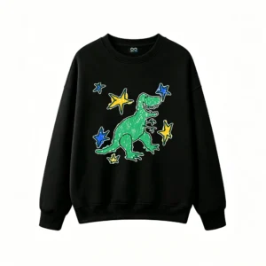 Sudadera Cuello Redondo Algodón Estampado Dinosaurio Y Estrellas Urbano Premium