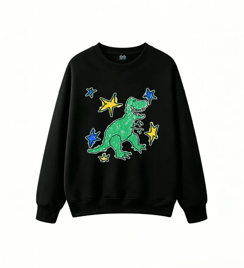 主图_1 Sudadera Cuello Redondo Algodón Estampado Dinosaurio Y Estrellas Urbano Premium