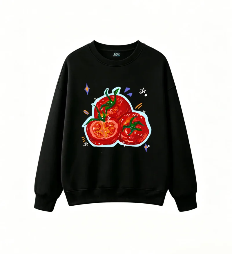 主图_1 Sudadera Cuello Redondo Algodón Estampado Tomates Frescos Diseño Casual Premium