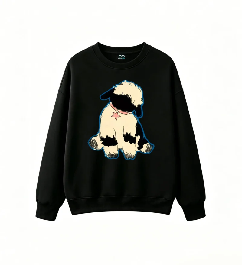 主图_1 Sudadera Cuello Redondo Algodón Oveja Estampado Kawaii Diseño Oversize Premium