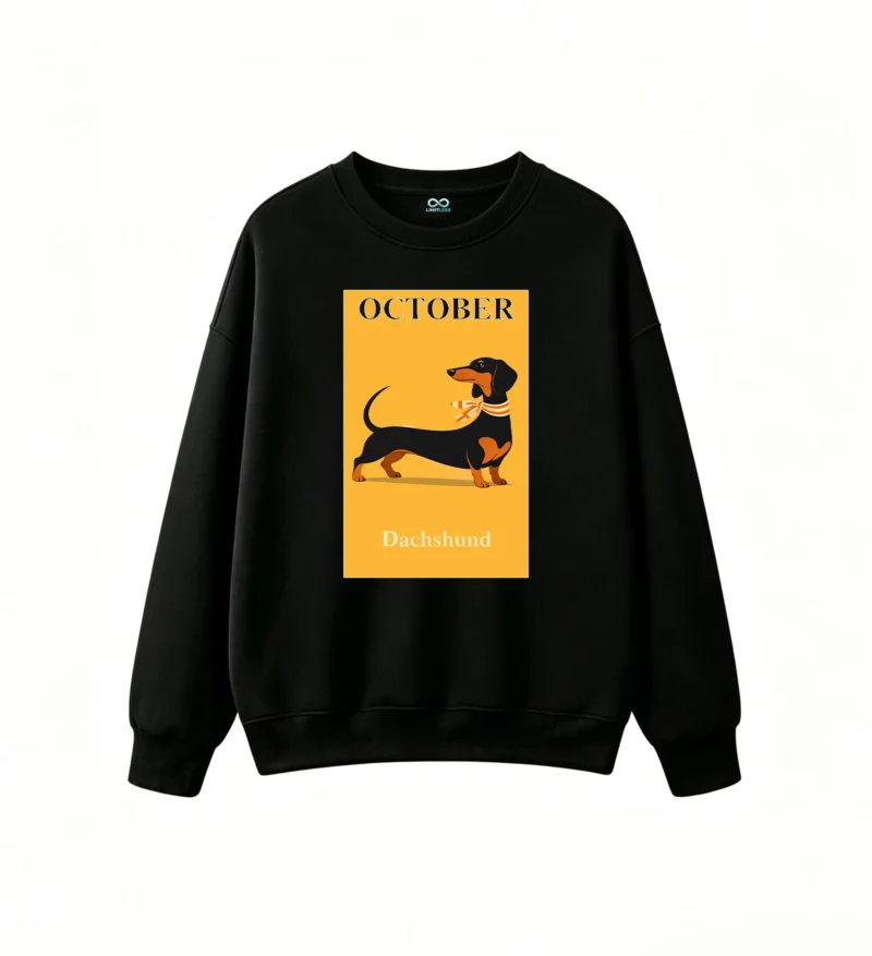 Sudadera Cuello Redondo Algodón Estampado Perro Salchicha Dachshund Premium