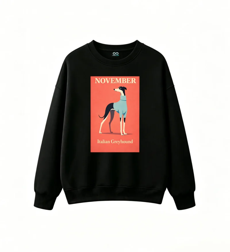 Sudadera Cuello Redondo Algodón Estampado Galgo Italiano Diseño Exclusivo