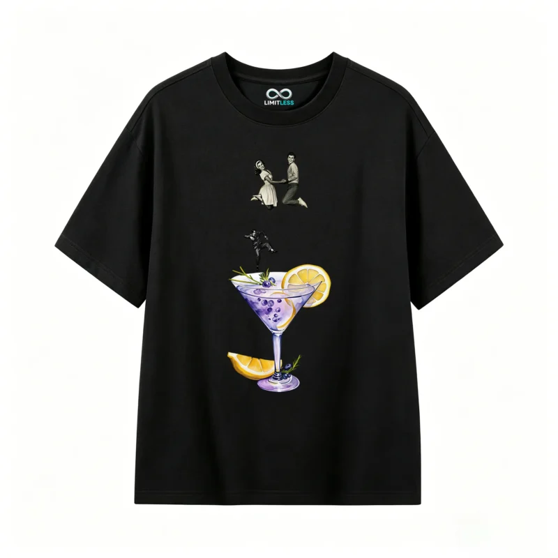Remera Algodón Estampado Retro Cóctel Vintage Premium