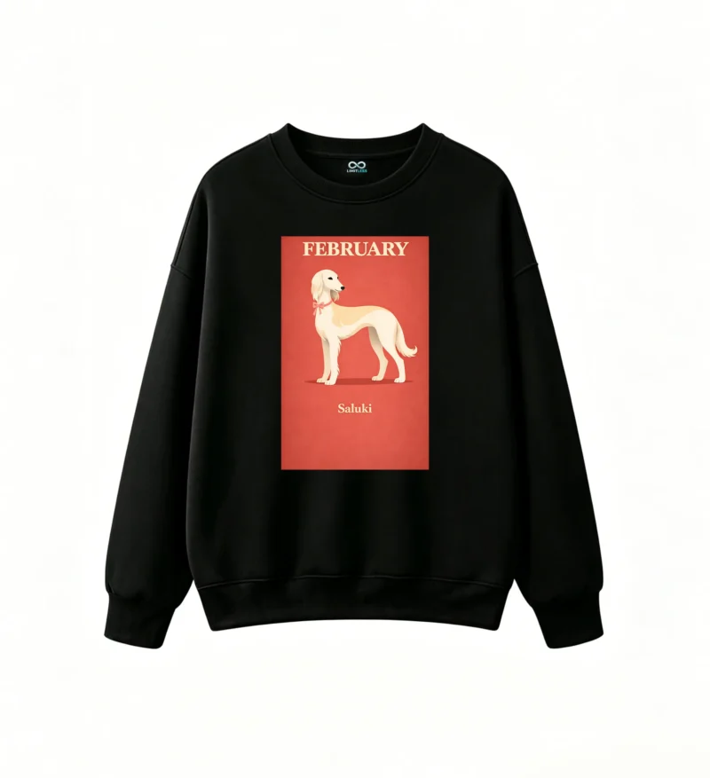 Sudadera Cuello Redondo Algodón Estampado Perro Saluki Diseño Casual Moda