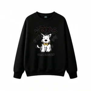 主图_1 Sudadera Cuello Redondo Algodón Estampado Perro Moño Diseño Original Casual