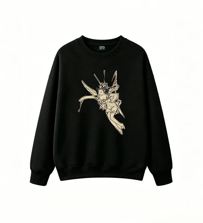 Sudadera Cuello Redondo Algodón Estampado Hada Fairycore Vintage Premium