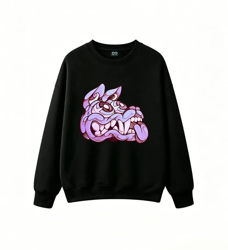 Sudadera Cuello Redondo Algodón Estampado Urbano Diseño Perro Abstracto Full