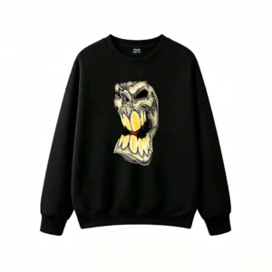 Sudadera Cuello Redondo Algodón Estampado Calavera Graffiti Urbano Premium