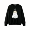 主图_1 Sudadera Cuello Redondo Algodón Estampado Gato Kawaii Diseño Oversize Premium