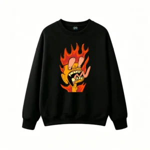 主图_1 Sudadera Cuello Redondo Algodón Estampado Fuego Cartoon Diseño Urbano Premium