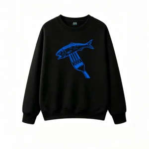 主图_1 Sudadera Cuello Redondo Algodón Estampado Pescado Tenedor Diseño Premium