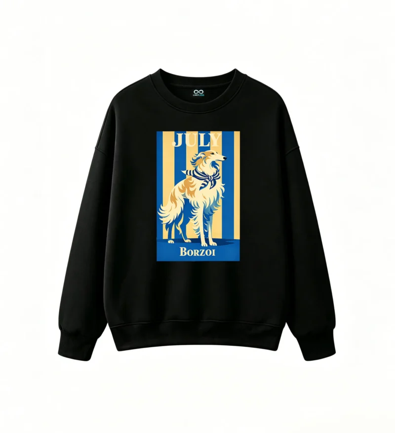 Sudadera Cuello Redondo Algodón Estampada Borzoi Julio Diseño Vintage Casual