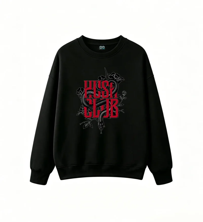 主图_1 Sudadera Cuello Redondo Algodón Oversize Hush Club Estampado Serpiente Urban